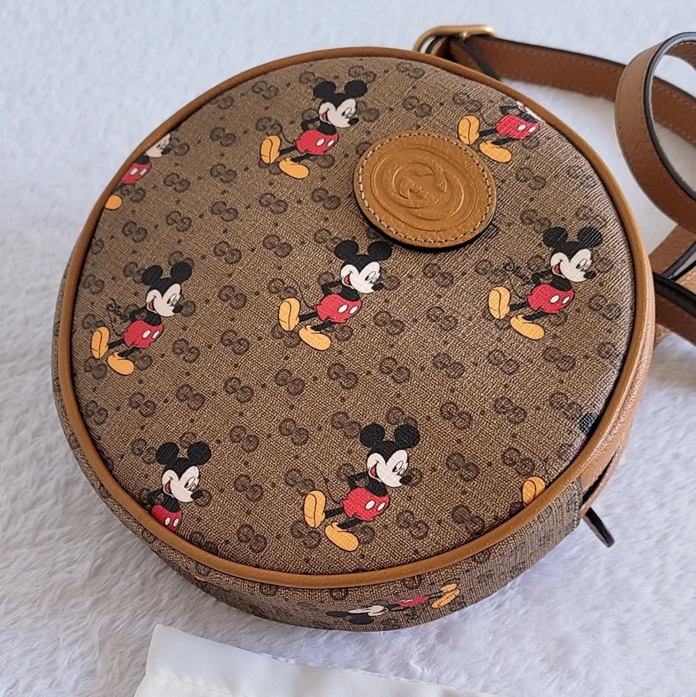 Authentic Gucci x Disney Mickey Mouse GG  Supreme Monogram Mini Round Backpack - Picture 12 of 16